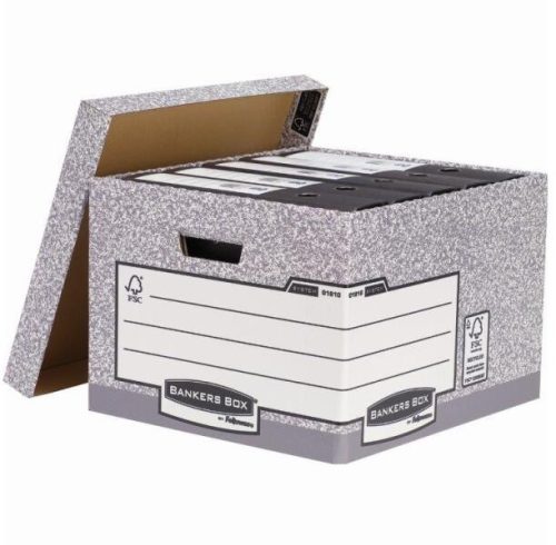 Archiváló konténer, karton, nagy, FELLOWES Bankers Box System, 10 db/csomag,