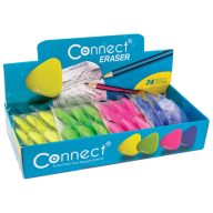   Radír CONNECT háromszögletű színes (sárga, zöld, rózsa, kék) 24db/ kínáló doboz