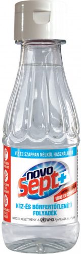 Kézfertőtlenítő folyadék 200 ml-es palackban visszazárható flip-top kupakkal  NOVOSEPT