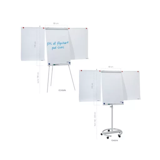 Flipchart tábla 68x105 cm mágneses,2 db segédkarral, 5 görgős gurítható PremiumLine FRANKEN