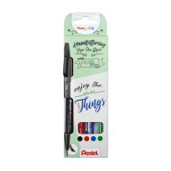   Ecsettoll, kalligrafikus hajlékony hegyű, Pentel SES15 Basic 4-es klt.
