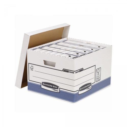 Archiváló konténer, karton, nagy, FELLOWES Bankers Box System, 10 db/csomag, kék
