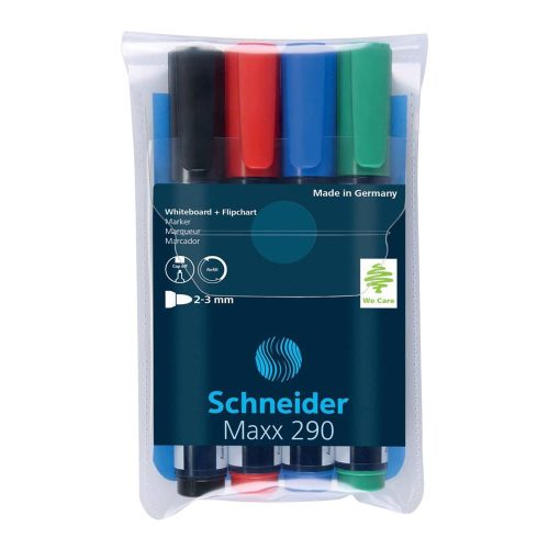 Tábla- és flipchart marker készlet 2-3 mm kerek végű SCHNEIDER Maxx 290 4 különböző szín