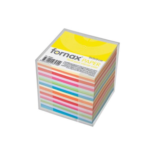 Kockatömb transzparens adagolóban színes pasztel és intenzív 9x9x9cm FORNAX