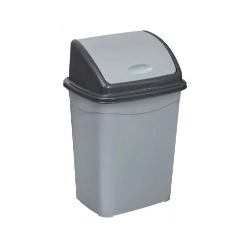 Szemetes kuka billenő fedéllel, műanyag, 26 literes, szürke, UP120