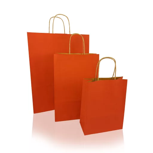 Szalagfüles papírtáska 220x330mm 100mm talp M méret 200 db/doboz, h-Green piros