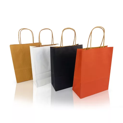 Szalagfüles papírtáska 220x330mm 100mm talp M méret 200 db/doboz, h-Green piros