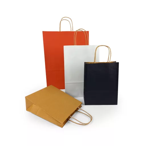 Szalagfüles papírtáska 220x330mm 100mm talp M méret 200 db/doboz, h-Green piros