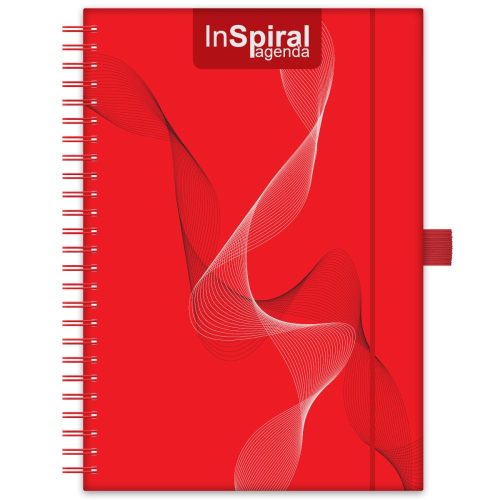 Határidőnapló InSpiral A5 heti fehér lapokkal Piros-piros Dayliner 2024.