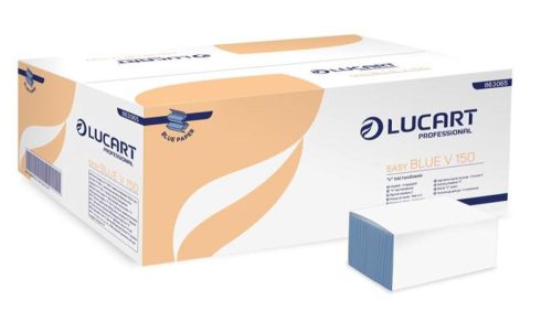 Kéztörlő 2 rétegű hajtogatott V 150 lap/csomag 20 cs/karton kék Easy Blue V 150 Lucart_863065