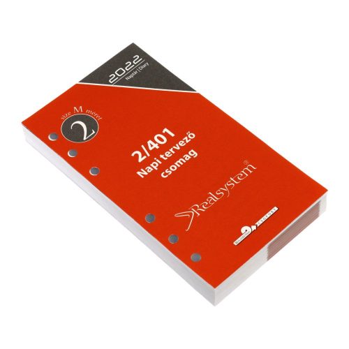 Gyűrűs kalendárium utántöltő csomag 2/401 fehér papíros napi, beosztású M mérethez Realsystem