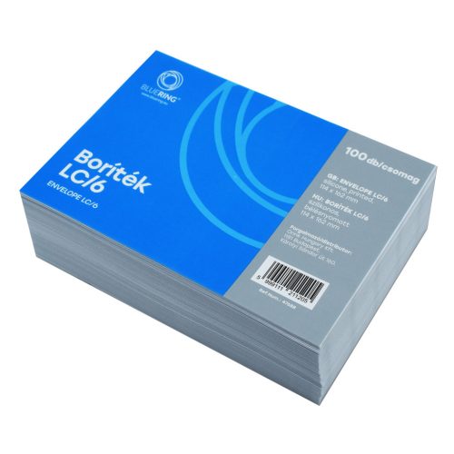 Boríték LC/6 szilikonos bélésnyomatlan 114x162mm, Bluering®, fehér 100db/csom