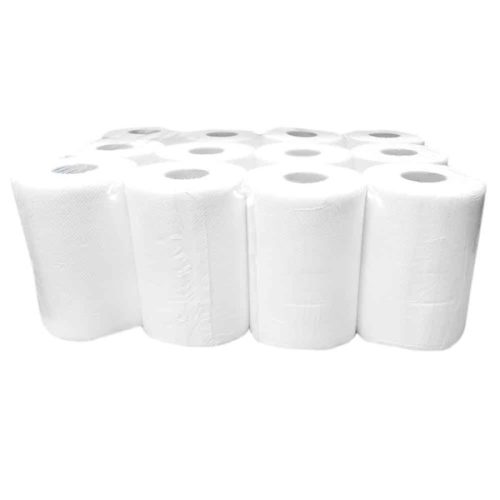 Kéztörlő 2 rétegű tekercses átmérő: 14 cm 100 % cellulóz hófehér duda nélküli 12 tekercs/karton_090631A-DN