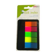  Jelölőcímke 12x45mm, 5x20lap, műanyag 5szín/bliszter, kemény tokos adagolóban EVOffice