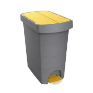   Szemetes kuka pedálos műanyag 60 literes Pelikán Slim eco fém színű sárga tetővel
