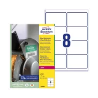   Etikett címke, 99,1 x67,7mm, ultra ellenálló 8 címke/ív, 40 ív/doboz, Avery fehér