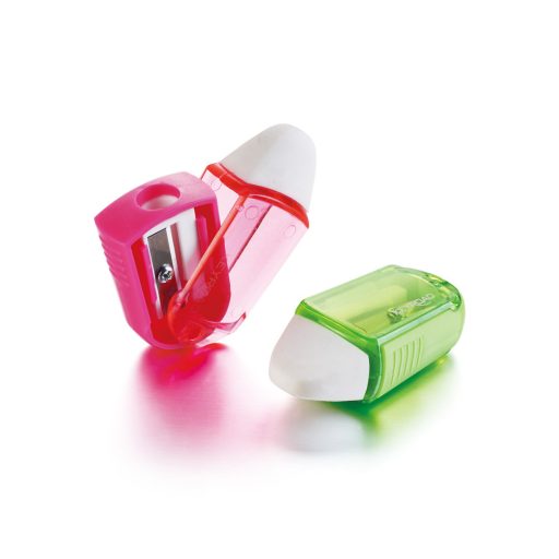 Hegyező, 2 lyukú, radírral, 24 db/display, Keyroad Twist, vegyes színek