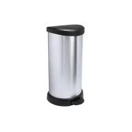 Szemetes kuka pedálos króm 40 literes Fekete/ezüst Curver