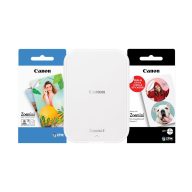   Canon ZOEMINI 2 Fotónyomtató Gyöngyházfehér + 5x7,6cm ZINK fotópapír 20 lap + 3.3 cm ZINK 10 lap körmatrica papír