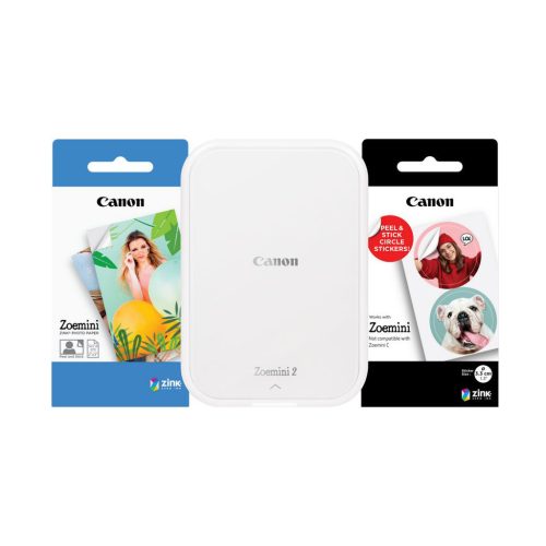 Canon ZOEMINI 2 Fotónyomtató Gyöngyházfehér + 5x7,6cm ZINK fotópapír 20 lap + 3.3 cm ZINK 10 lap körmatrica papír