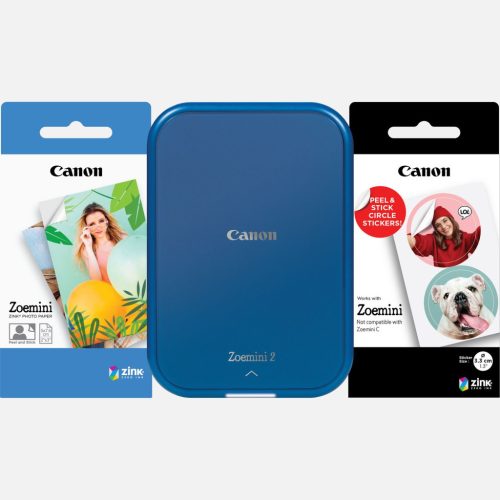 Canon ZOEMINI 2 Fotónyomtató Tengerészkék + 5x7,6cm ZINK fotópapír 20 lap + 3.3 cm ZINK 10 lap körmatrica papír