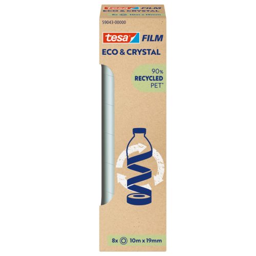 Ragasztószalag 19mmx10m irodai átlátszó újrahasznosított Tesa Eco & Crystal 8db/doboz