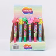   Zselés toll radírozható, Neon Vicces Állatok, 36 db/display Nebulo