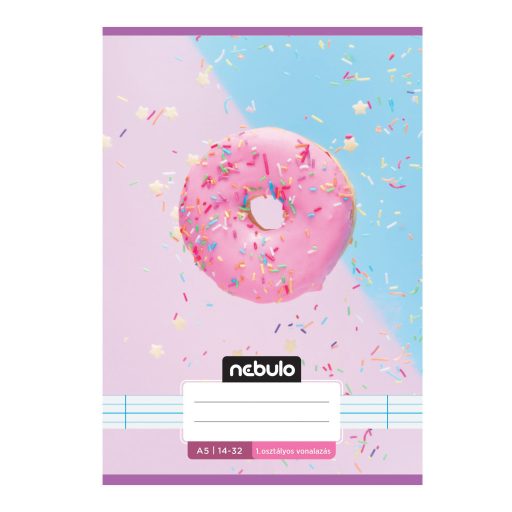 Füzet, A5, 1. osztályos vonalas, 14-32, Cuki minták, 16 db/csomag Nebulo