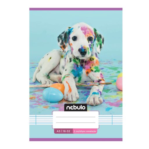 Füzet, A5, 2. osztályos vonalas, 16-32, Cuki minták, 16 db/csomag Nebulo