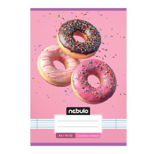 Füzet, A5, 2. osztályos vonalas, 16-32, Cuki minták, 16 db/csomag Nebulo