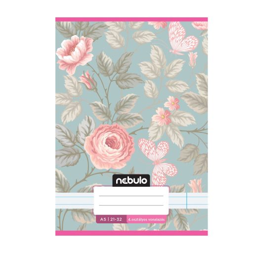 Füzet, A5, 4. osztályos vonalas, 21-32, Cuki minták, II., 16 db/csomag Nebulo