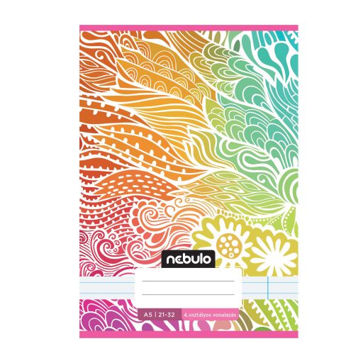 Füzet, A5, 4. osztályos vonalas, 21-32, Cuki minták, II., 16 db/csomag Nebulo