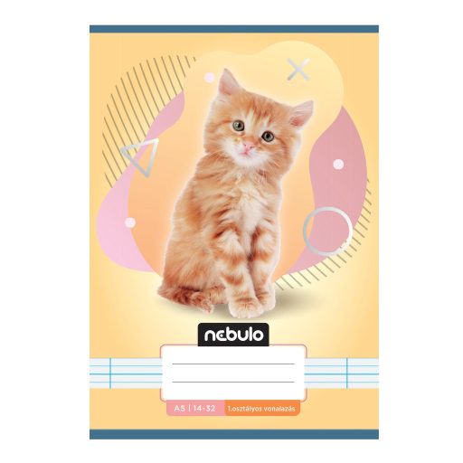 Füzet, A5, 1. osztályos vonalas, 14-32, Állatos minták, 16 db/csomag Nebulo