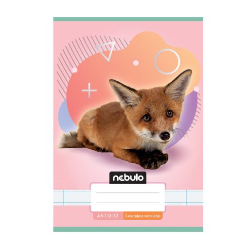 Füzet, A5, 3. osztályos vonalas, 12-32, Állatos minták, 16 db/csomag Nebulo