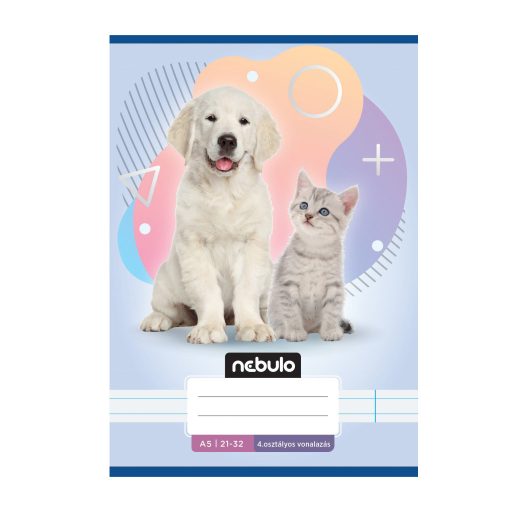 Füzet, A5, 4. osztályos vonalas, 21-32, Állatos minták, 16 db/csomag Nebulo