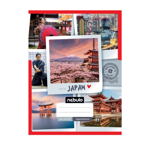 Füzet, A4, kockás, 87-32, ország-város minták, 12 db/csomag Nebulo