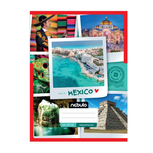 Füzet, A4, kockás, 87-32, ország-város minták, 12 db/csomag Nebulo
