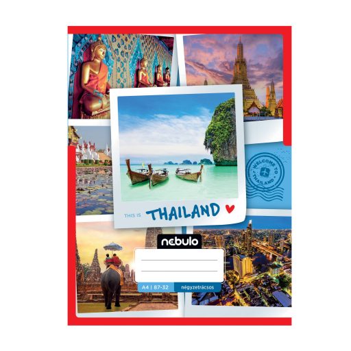 Füzet, A4, kockás, 87-32, ország-város minták, 12 db/csomag Nebulo