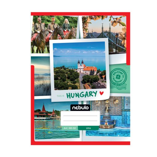 Füzet, A4, sima, 80-32, ország-város minták, 12 db/csomag Nebulo