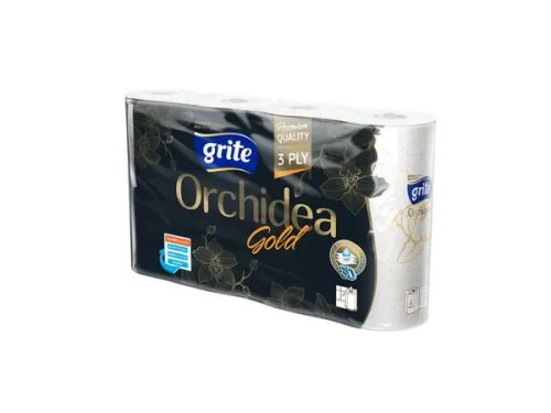 Háztartási papírtörlő kéztörlő 3 rétegű 65 lap/tekercs 4 tekercs/csomag Grite Orchidea Gold fehér