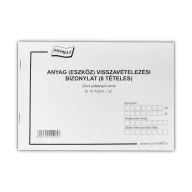   Készlet visszavételezési bizonylat 8 tételes 25x4 lapos tömb A/5 fekvő B.12-123/V Bluering