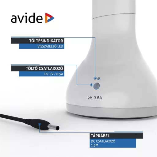 Asztali lámpa LED, AVIDE RGB hangulatvilágítás, 4W, 4000K, fehér