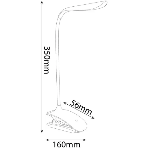 Asztali lámpa LED, AVIDE Csiptethető, 1,5W, 6400K, fekete
