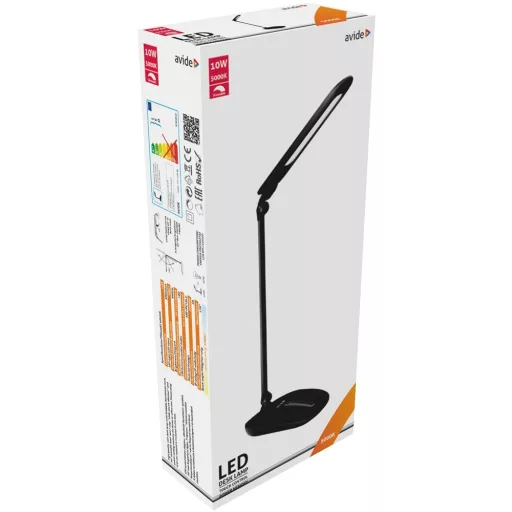 Asztali lámpa LED, AVIDE Érintésvezérelt dimmer, 10W, 5000K, fekete