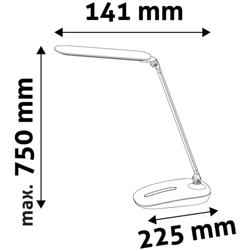 Asztali lámpa LED, AVIDE Érintésvezérelt dimmer, 10W, 5000K, fekete