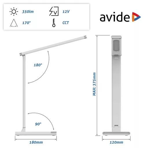 Asztali lámpa LED, AVIDE Scott, 12W, 5000K, fehér