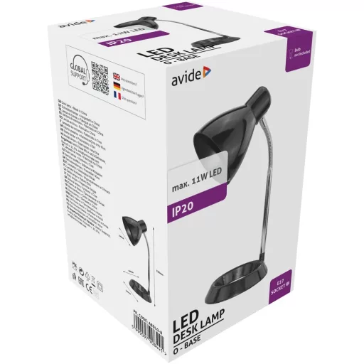 Asztali lámpa, AVIDE Basic O-talpú, 11W, fekete