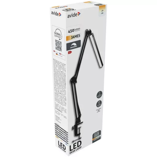 Asztali lámpa, AVIDE LED felfogatható, 12W, fekete