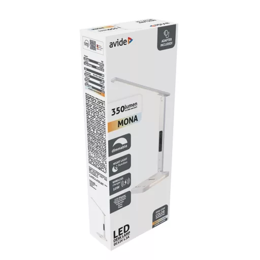 Asztali lámpa LED, AVIDE QI Mona, 7W, fehér