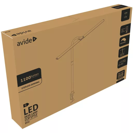 Asztali lámpa, AVIDE LED duplafejű, 18W, fekete